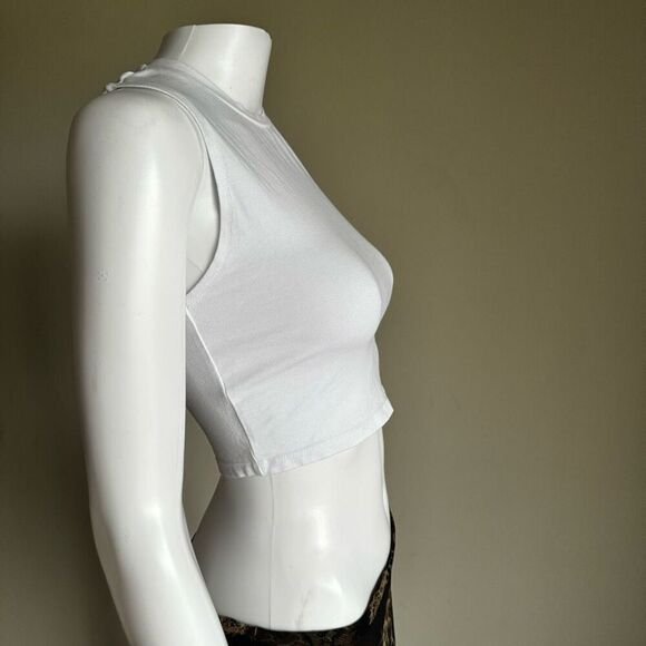 Zara White Fitted Crop Top - Picture 3 of 6